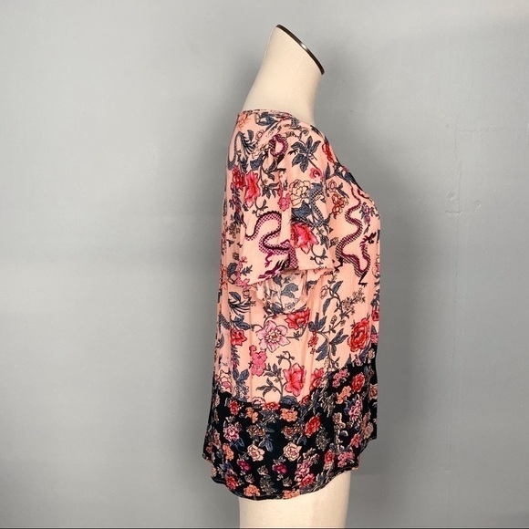 𝅺hippie Laundry Floral Dragons Tassel Tie Shirt - Picture 10 of 15